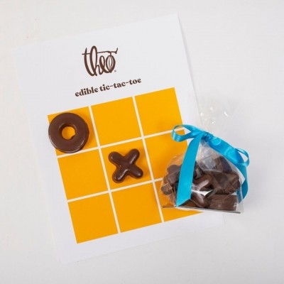 一字棋遊戲是西奧巧克力提供的產品之一。圖片來源:Theo Chocolate。